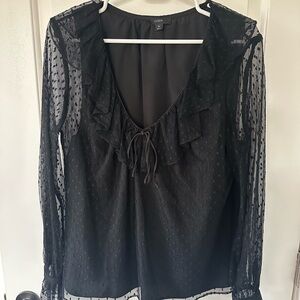 J. Crew Black Sheer Ruffle Blouse